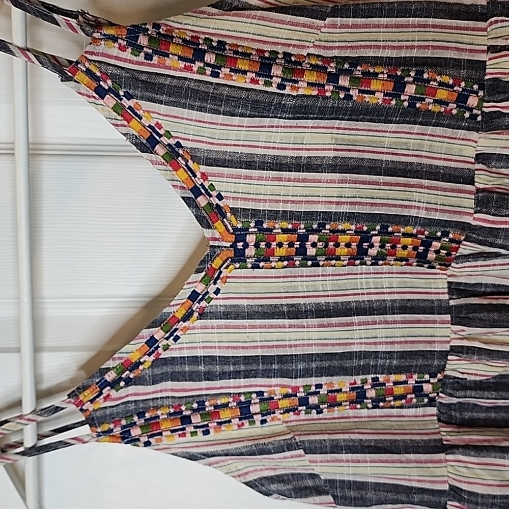 Savanna Jane Embroidered Babydoll Cami Striped Mini Dress, Size Small - Picture 3 of 9